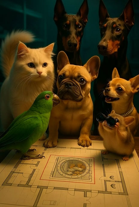 Mascotas adorables planificando el atraco perfecto - Perrako Films